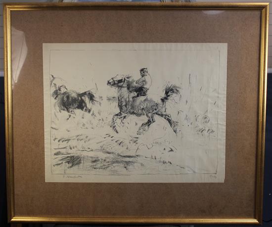 Edmund Blampied (1886-1966) Horse riders, overall 18.5 x 24in.